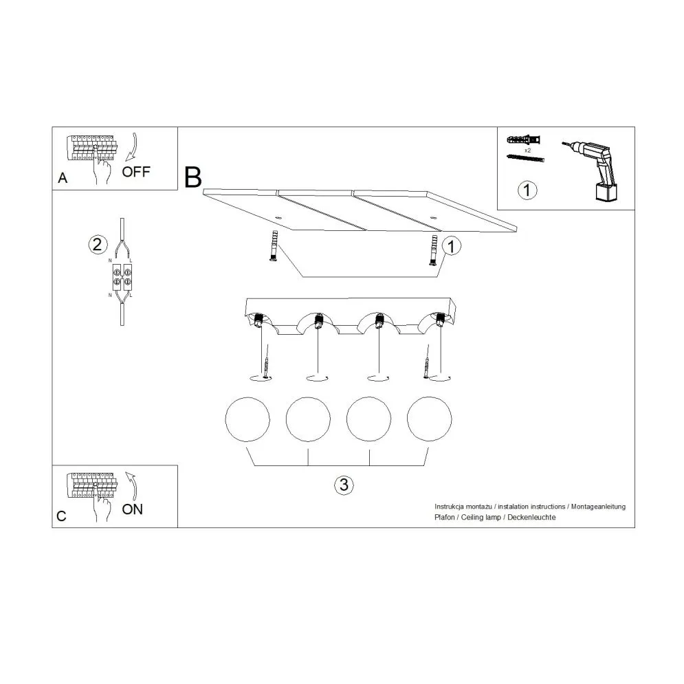 Plafon BULBO 4 naturalne drewno | sklep MIRAT kolekcja bulbo