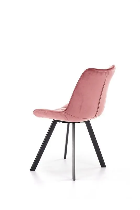 Krzesło tapicerowane K332 VELVET różowe z przeszyciami do salonu | MIRAT.