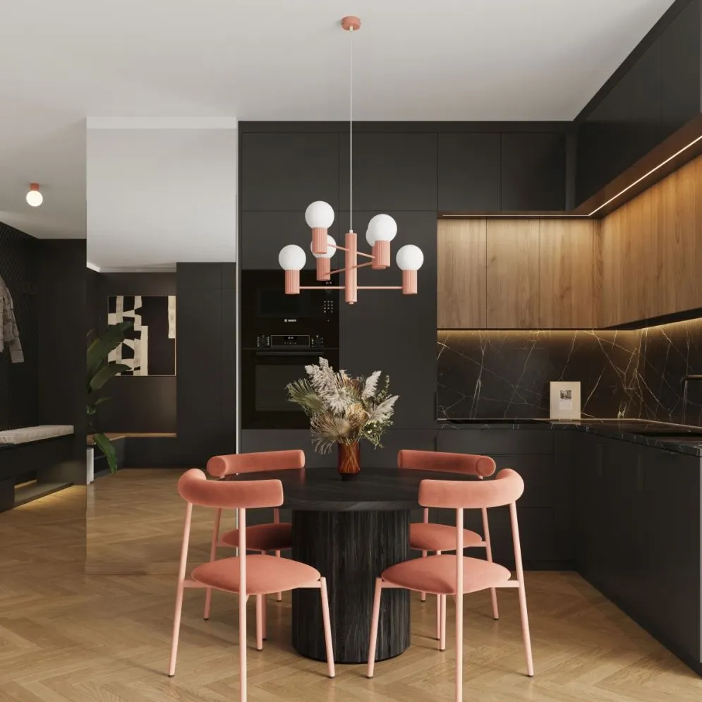 Żyrandol HALO 6 brzoskwiniowy | sklep MIRAT  kolekcja halo