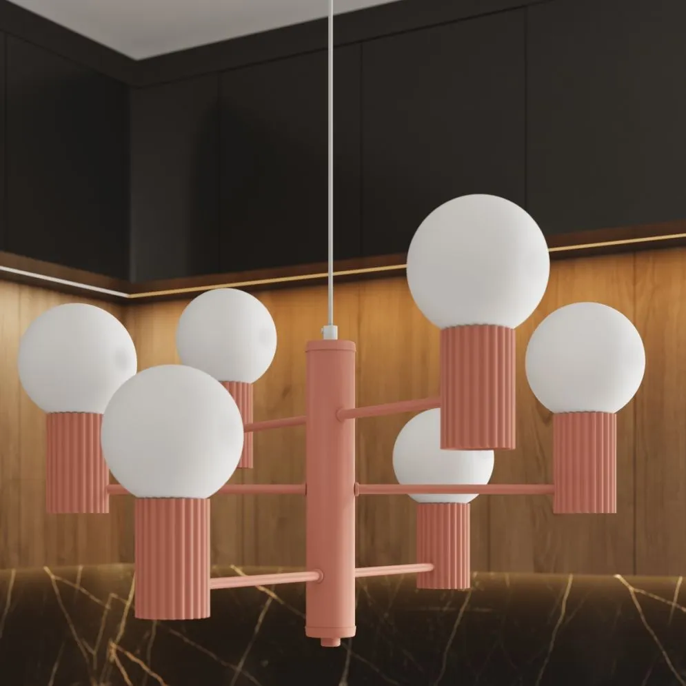 Żyrandol HALO 6 brzoskwiniowy | sklep MIRAT  kolekcja halo