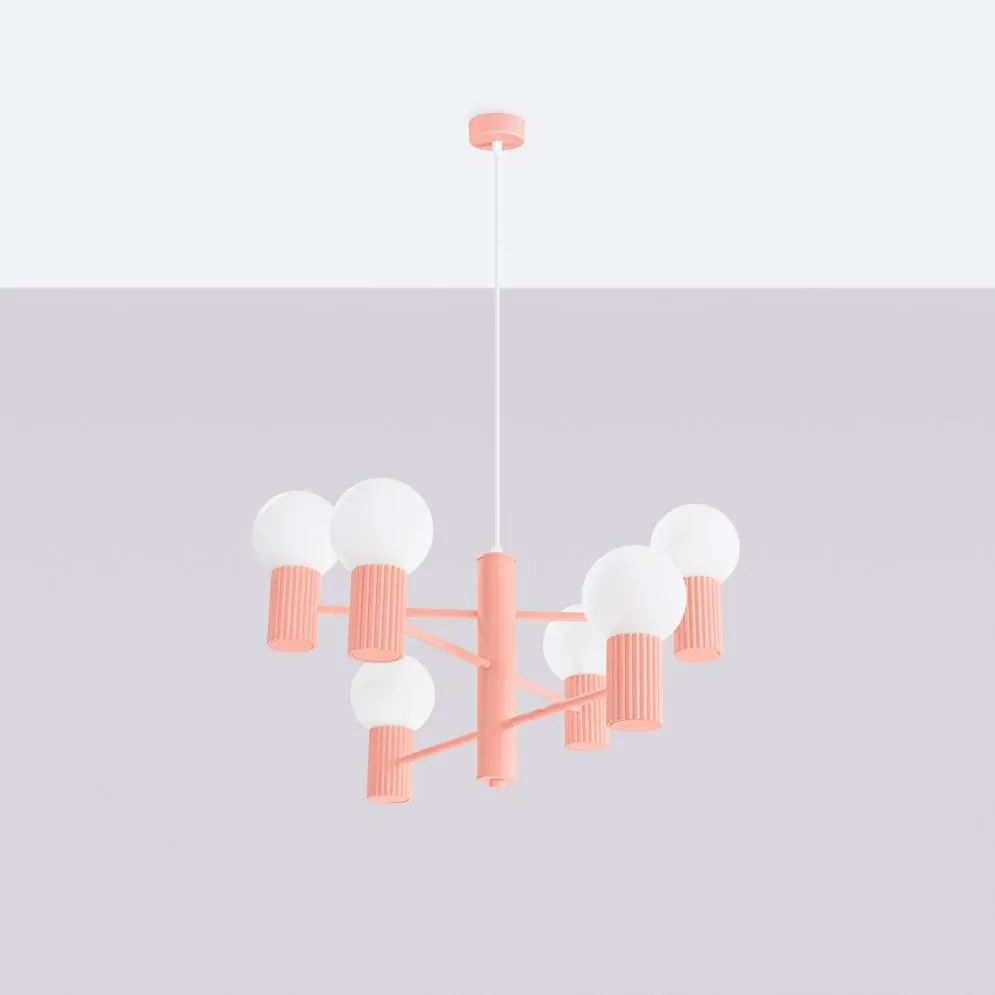 Żyrandol HALO 6 brzoskwiniowy | sklep MIRAT  kolekcja halo