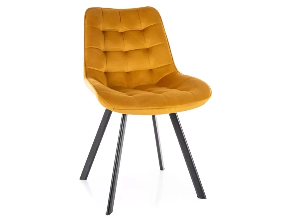 Eleganckie krzesło Monti Velvet curry na czarnych nogach | MIRAT styl LOFT