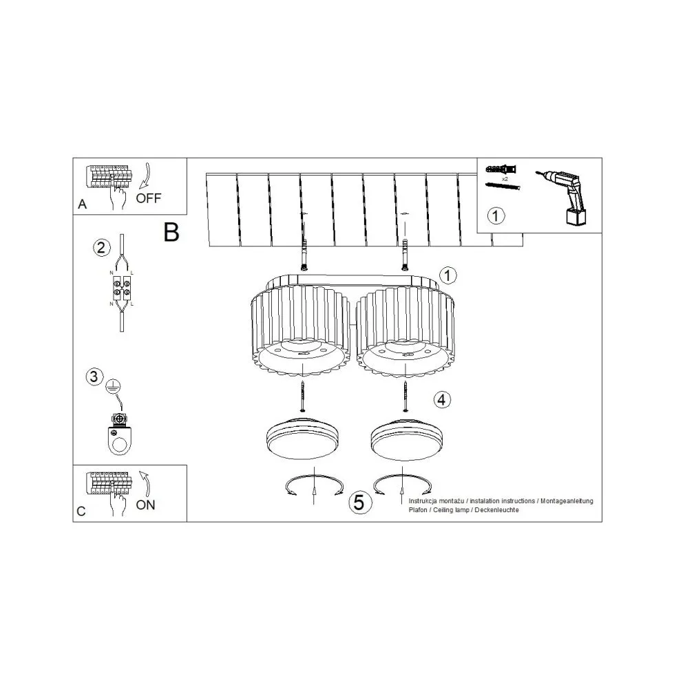 Plafon AURA 2 burgund Gx53 | sklep MIRAT  kolekcja aura