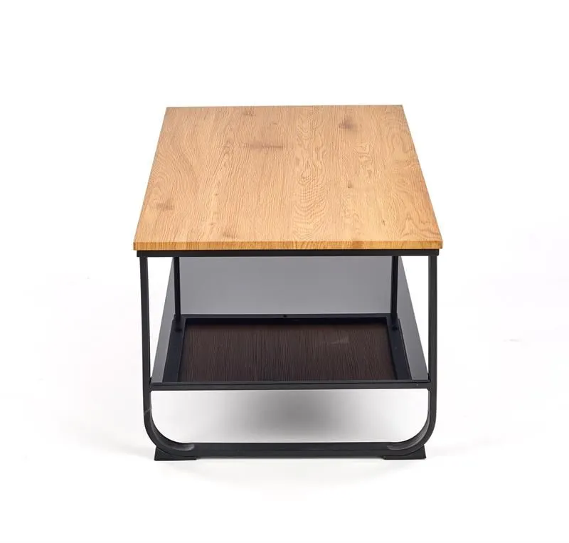 Ława ARTIGA 105x55 dąb złoty ze szklaną półką | MIRAT. w stylu LOFT kolekcja