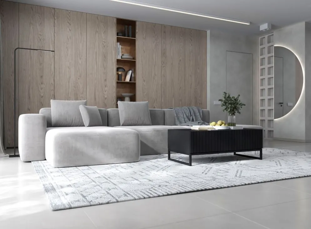 Stolik kawowy TAL 3D 110x54cm czarny mat w stylu loft I sklep meblowy MIRAT. styl LOFT, RYFLOWANY kolekcja TAL