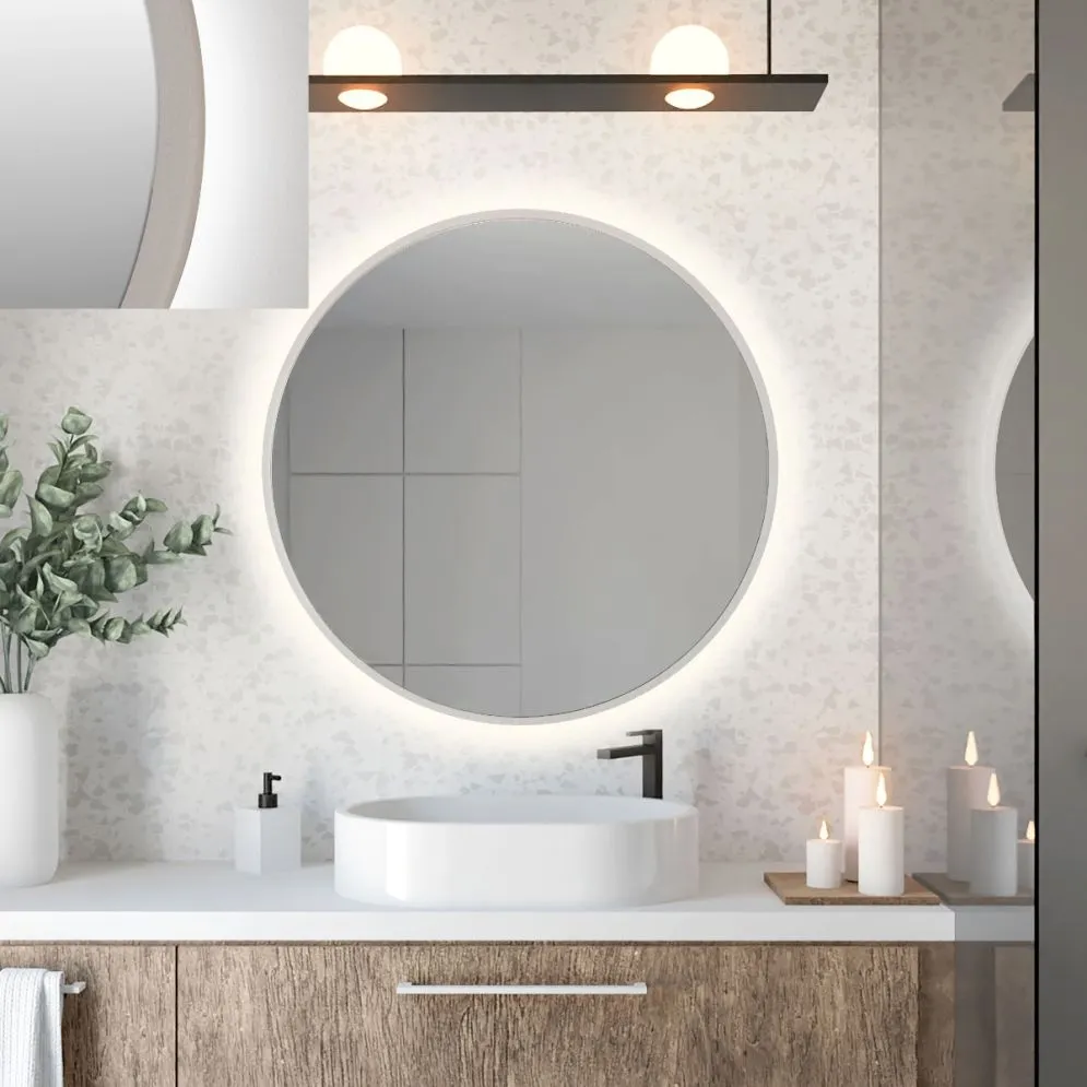 Lustro łazienkowe ZIRCON BETON 70 z oświetleniem LED | MIRAT. w stylu kolekcja ZIRCON