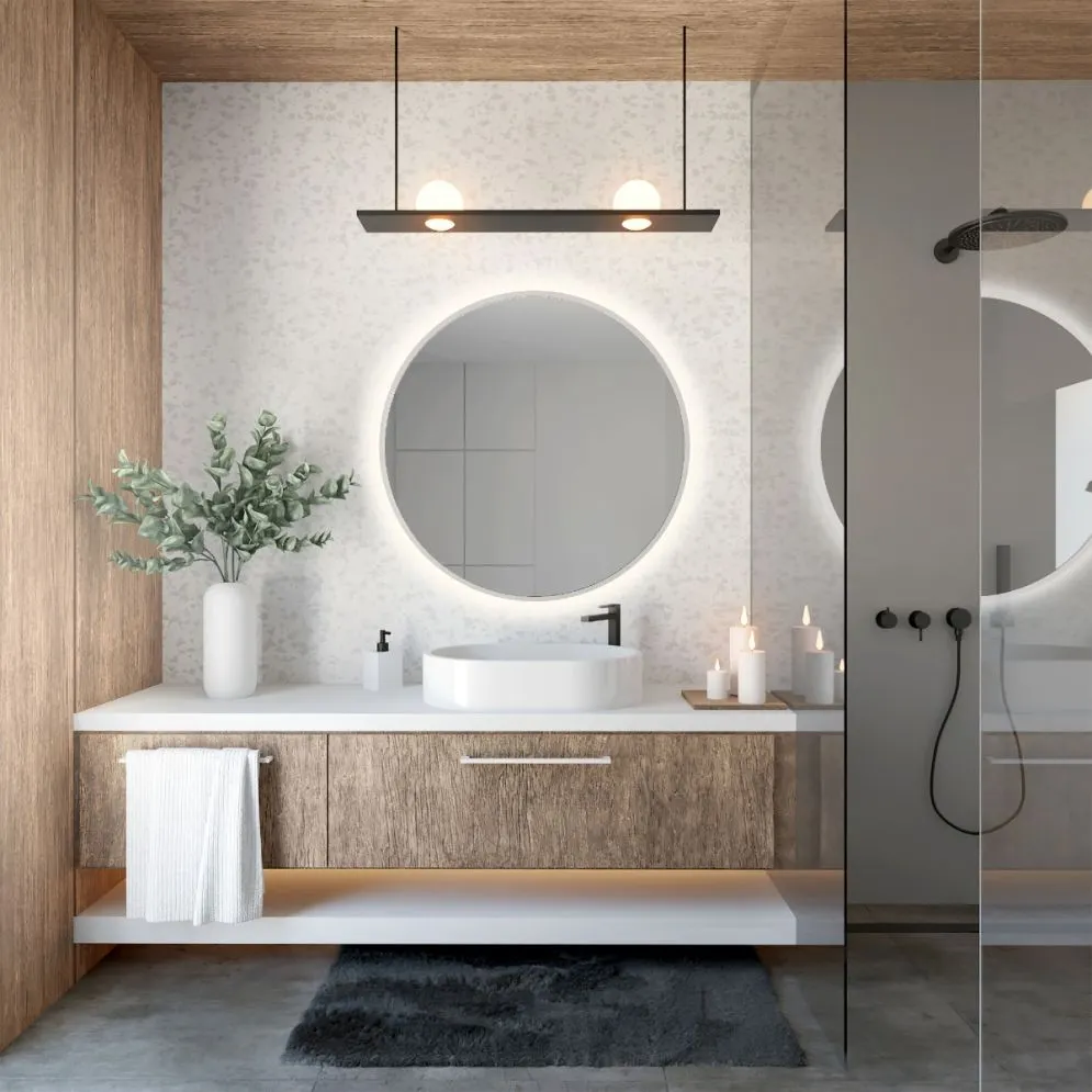 Lustro łazienkowe ZIRCON BETON 60 z oświetleniem LED | MIRAT. w stylu kolekcja ZIRCON