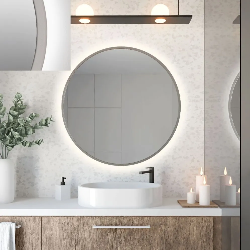 Lustro łazienkowe ZIRCON BETON 70 z oświetleniem LED | MIRAT. w stylu kolekcja ZIRCON