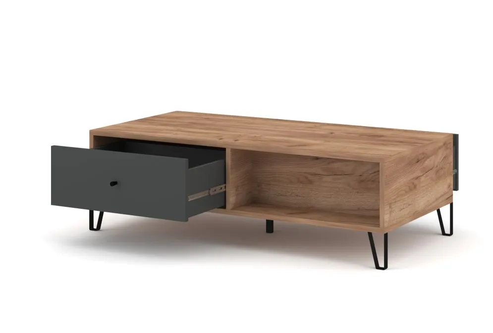 Stolik kawowy BILBAO 2S dąb craft tobacco/grafit mat loftowy | sklep MIRAT styl LOFT kolekcja BILBAO