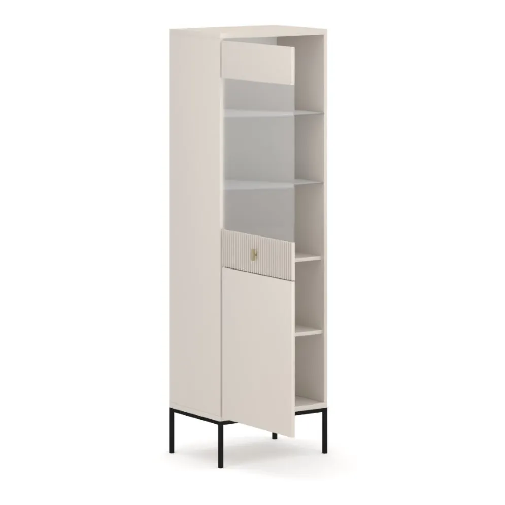 Witryna MAGGIORE kaszmir mat/czarna wysoka I sklep meblowy MIRAT. styl GLAMOUR, RYFLOWANY