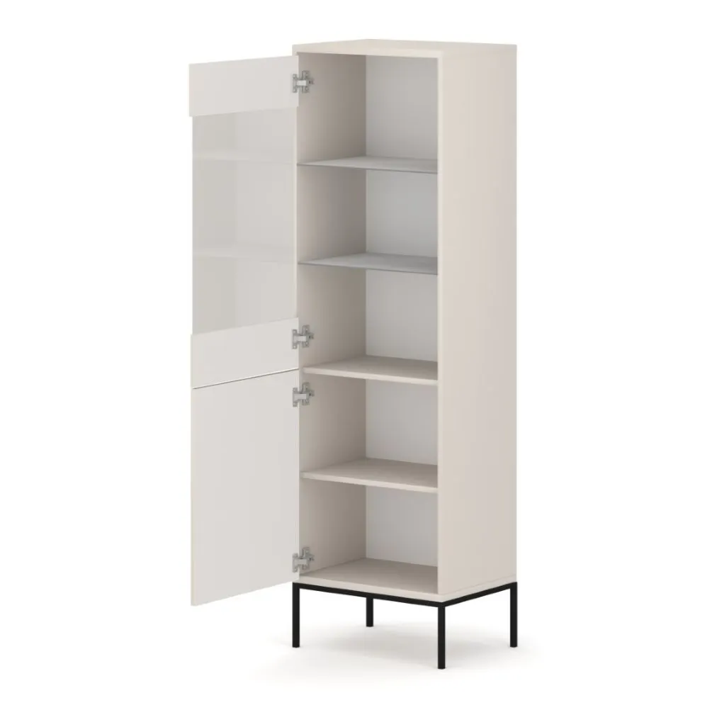 Witryna MAGGIORE kaszmir mat/czarna wysoka I sklep meblowy MIRAT. styl GLAMOUR, RYFLOWANY