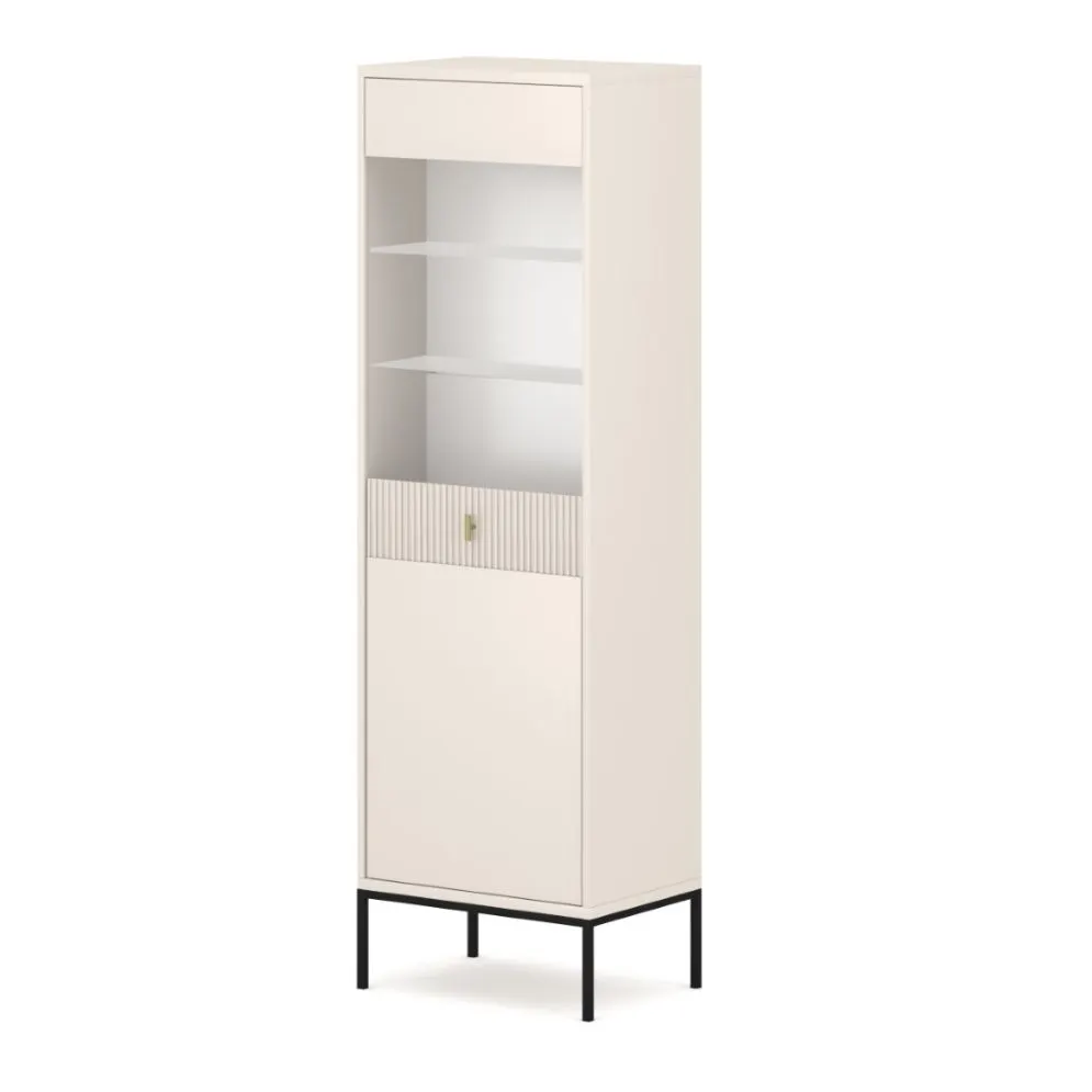 Witryna MAGGIORE kaszmir mat/czarna wysoka I sklep meblowy MIRAT. styl GLAMOUR, RYFLOWANY