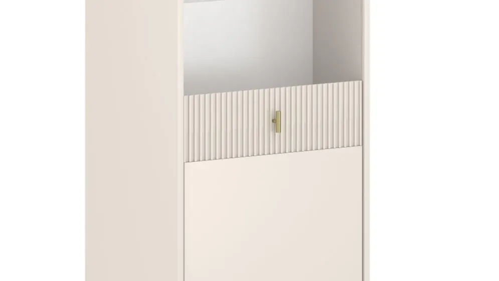 Witryna MAGGIORE kaszmir mat/czarna wysoka I sklep meblowy MIRAT. styl GLAMOUR, RYFLOWANY