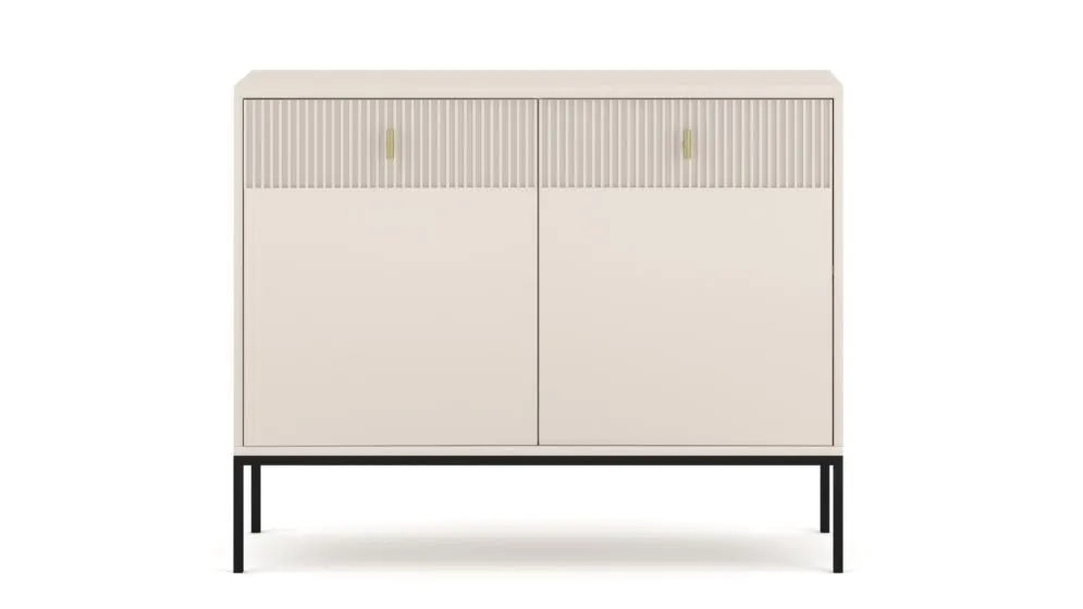 Komoda MAGGIORE 2D2S 104 kaszmir mat/czarna ryflowane fronty I sklep meblowy MIRAT. styl GLAMOUR, RYFLOWANY kolekcja MAGGIORE