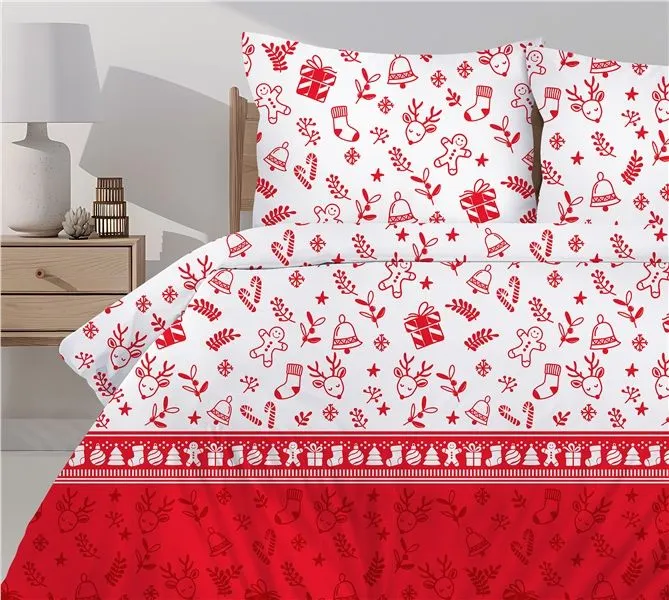 Pościel bawełniana Greno Premium Świąteczna Niespodzianka 160x200 cm wielokolorowa MIRAT.