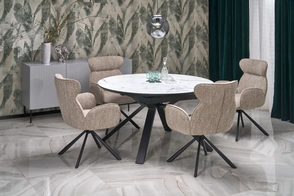 Stół rozkładany VERTIGO 130(180)x130 biały marmur loftowy I sklep meblowy MIRAT. styl LOFT