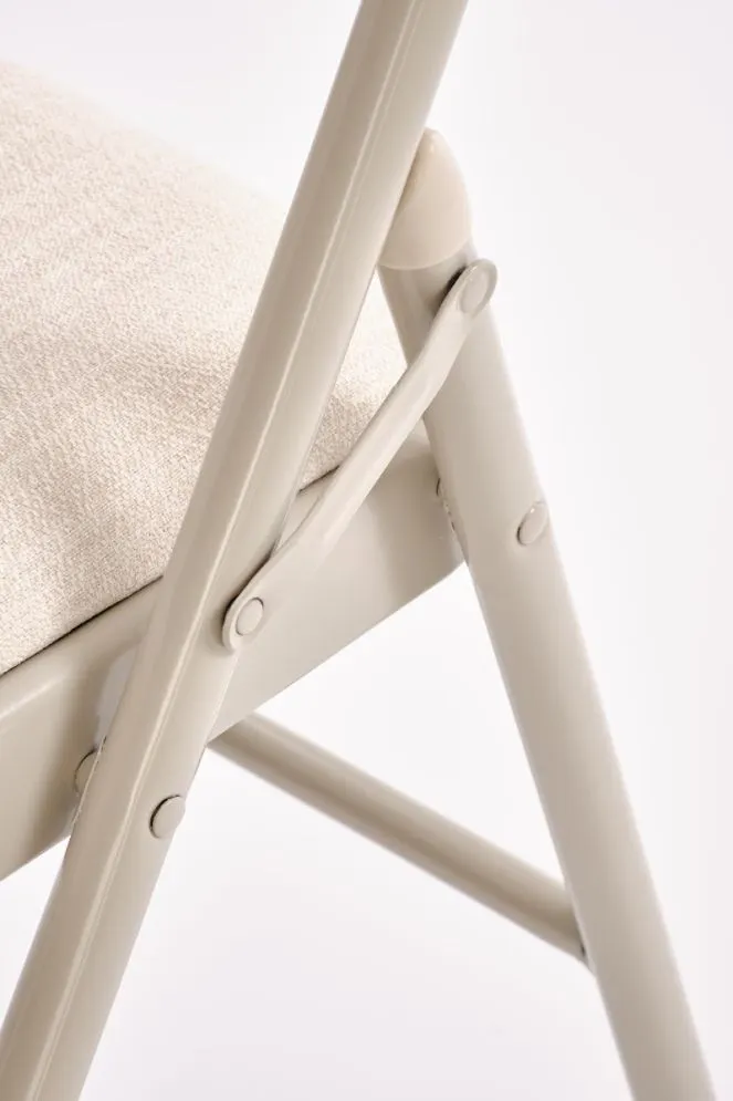 Krzesło tapicerowane K566 beżowe składane metalowe nogi I sklep meblowy MIRAT.