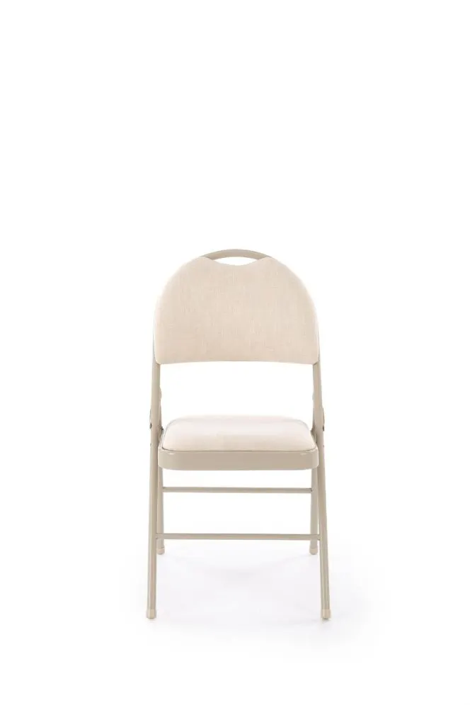 Krzesło tapicerowane K566 beżowe składane metalowe nogi I sklep meblowy MIRAT.