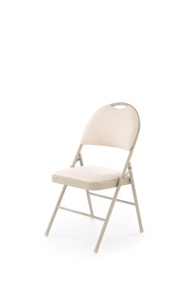 Krzesło tapicerowane K566 beżowe składane metalowe nogi I sklep meblowy MIRAT.