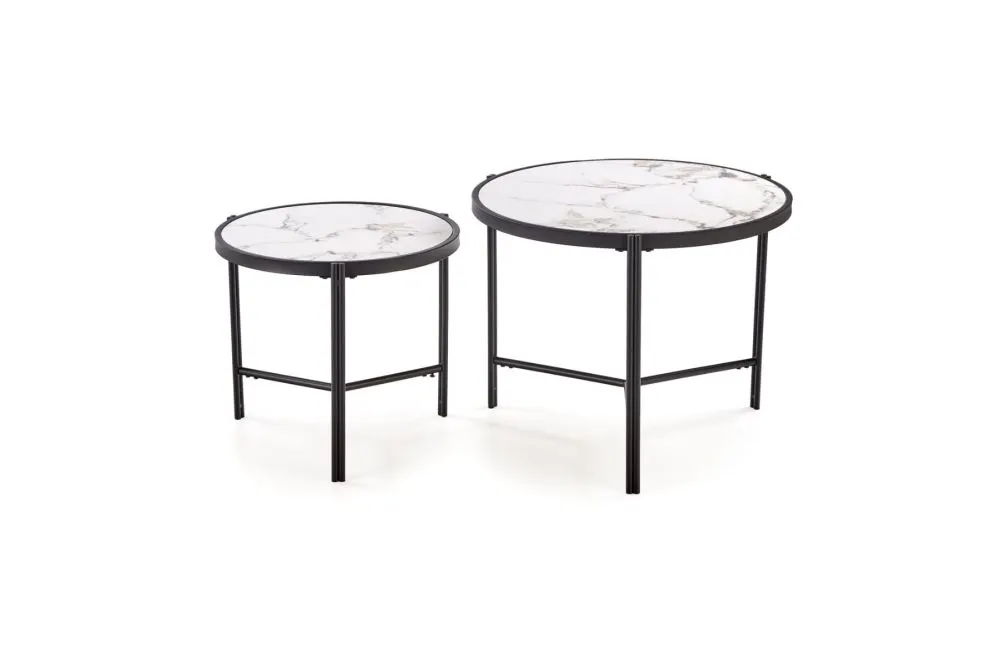 Zestaw 2 stolików FATIMA biały marmur/czarny w stylu loftowym I sklep meblowy MIRAT. styl GLAMOUR, LOFT