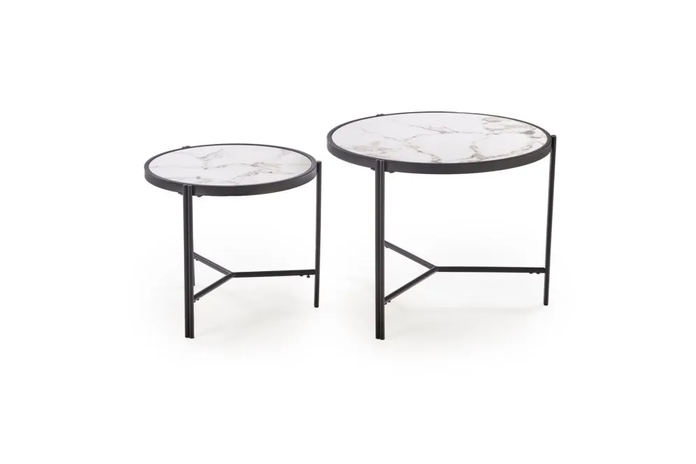 Zestaw 2 stolików FATIMA biały marmur/czarny w stylu loftowym I sklep meblowy MIRAT. styl GLAMOUR, LOFT