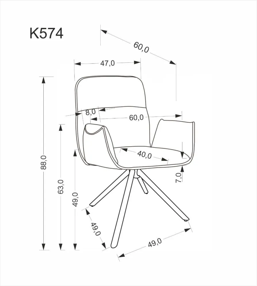 Krzesło tapicerowane K574 szare obracane 360° I sklep meblowy MIRAT.