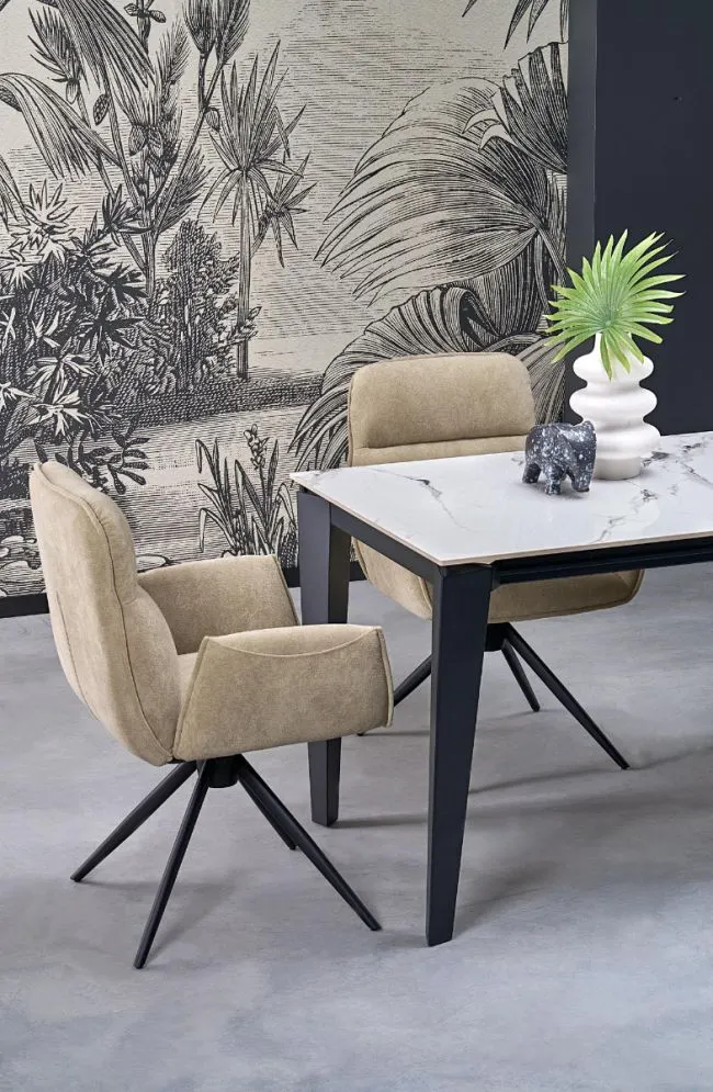 Krzesło tapicerowane K574 ciemno beżowe obracane do jadalni I sklep meblowy MIRAT.