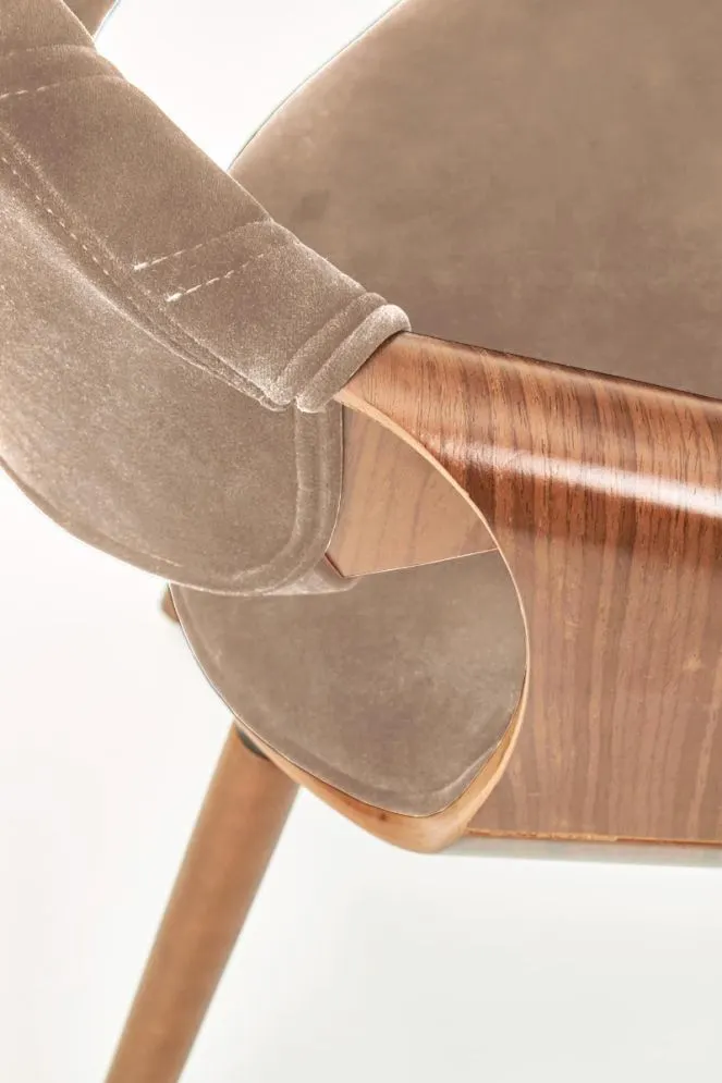 Krzesło tapicerowane K396 VELVET beżowe/orzech ze sklejki I sklep meblowy MIRAT.