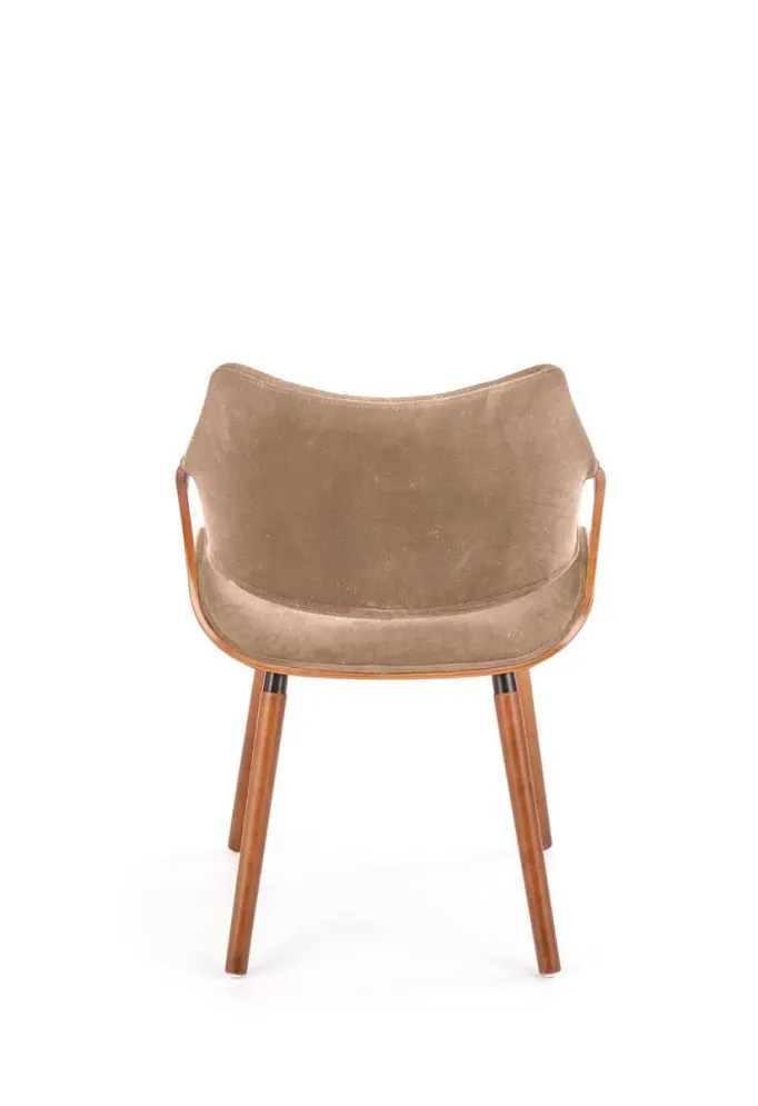 Krzesło tapicerowane K396 VELVET beżowe/orzech ze sklejki I sklep meblowy MIRAT.