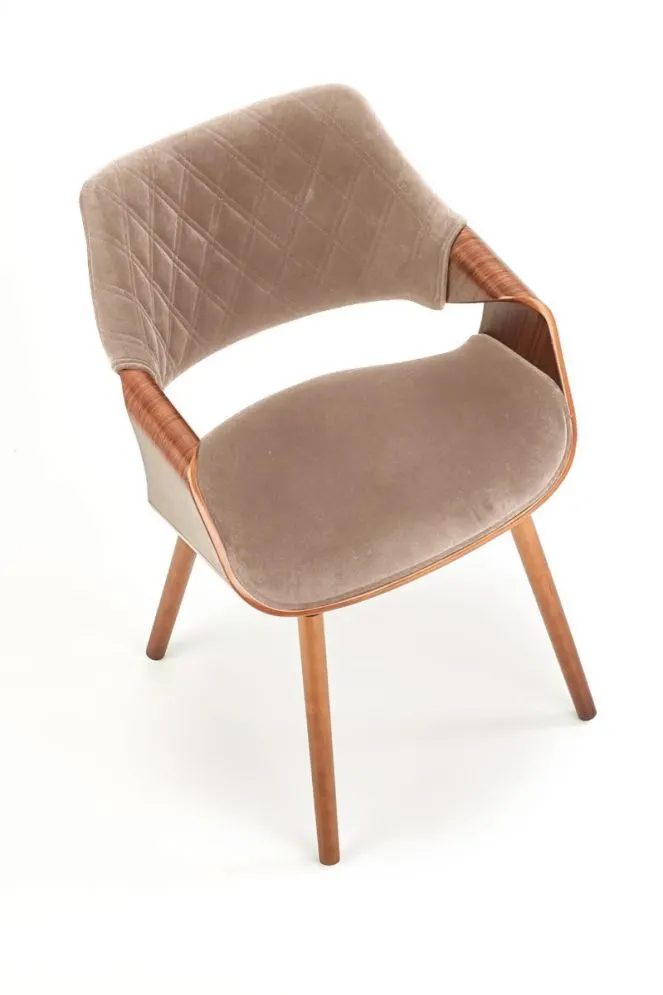 Krzesło tapicerowane K396 VELVET beżowe/orzech ze sklejki I sklep meblowy MIRAT.