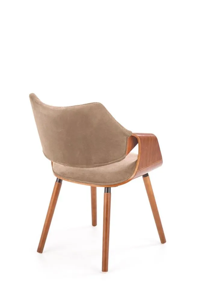 Krzesło tapicerowane K396 VELVET beżowe/orzech ze sklejki I sklep meblowy MIRAT.