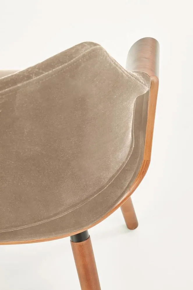 Krzesło tapicerowane K396 VELVET beżowe/orzech ze sklejki I sklep meblowy MIRAT.