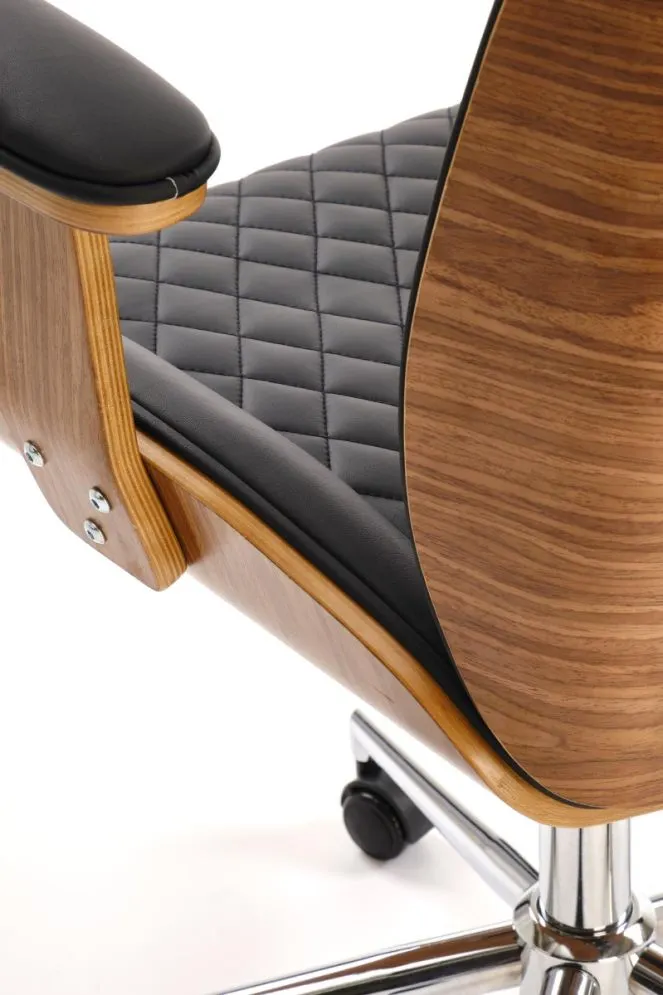 Fotel biurowy TIMBER czarny/orzechowy elegancki I sklep meblowy MIRAT.