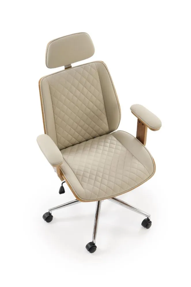 Fotel biurowy TIMBER beżowy/orzechowy z podłokietnikami I sklep meblowy MIRAT.