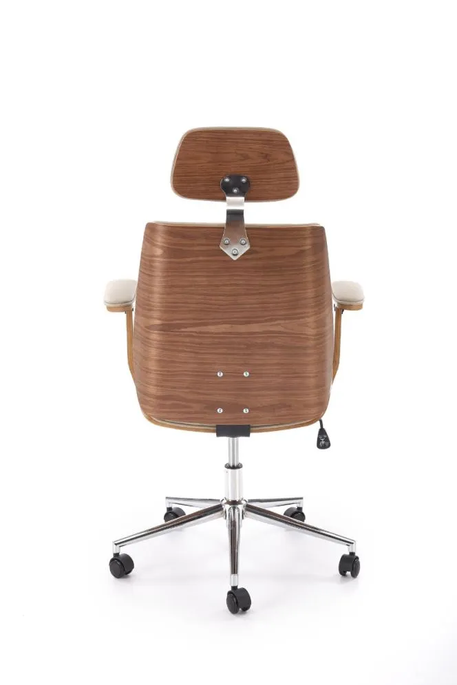 Fotel biurowy TIMBER beżowy/orzechowy z podłokietnikami I sklep meblowy MIRAT.