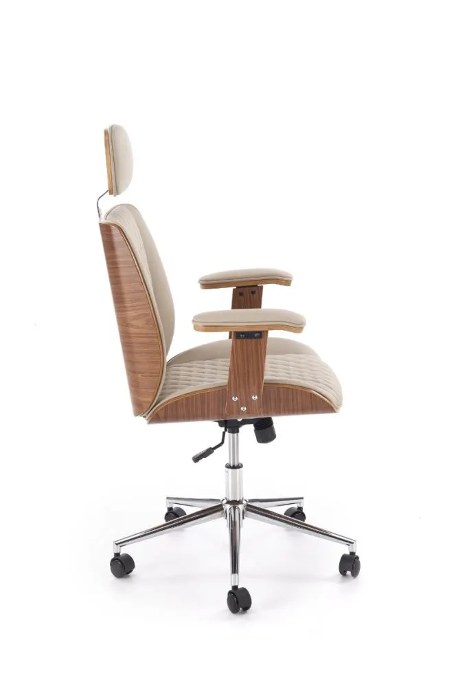 Fotel biurowy TIMBER beżowy/orzechowy z podłokietnikami I sklep meblowy MIRAT.