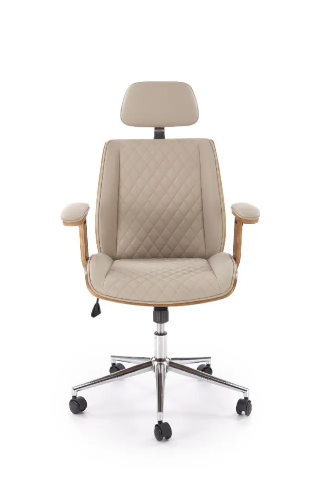 Fotel biurowy TIMBER beżowy/orzechowy z podłokietnikami I sklep meblowy MIRAT.