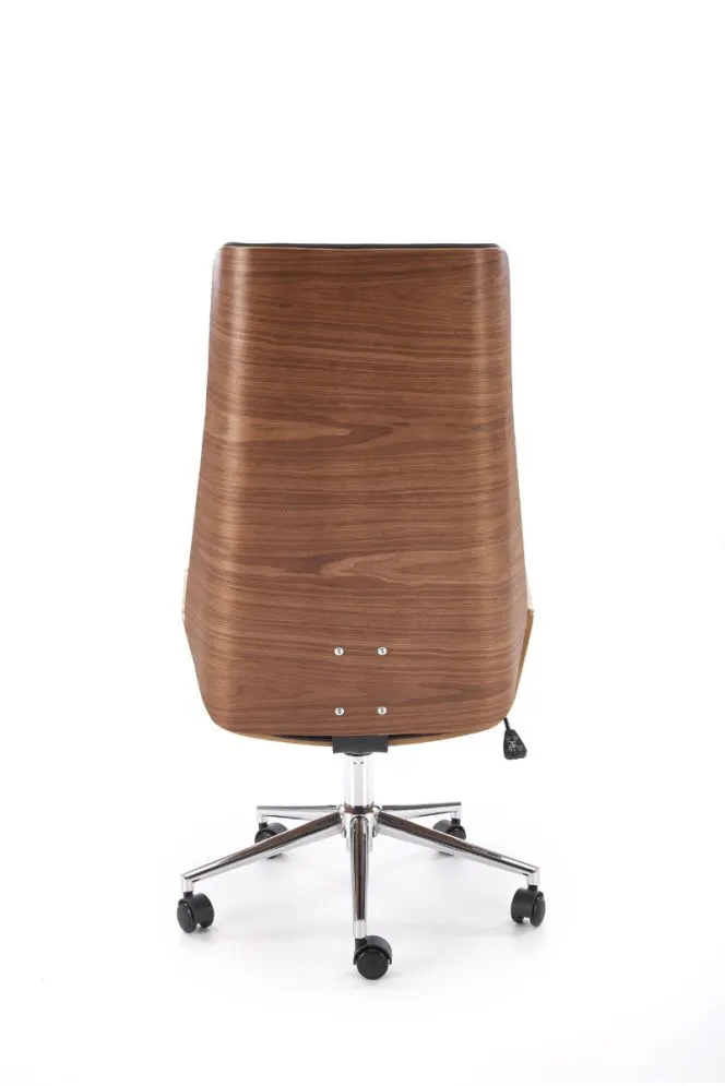 Fotel biurowy WEBSTER czarny/orzechowy z ekoskóry I sklep meblowy MIRAT.