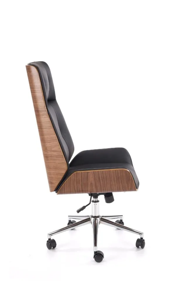 Fotel biurowy WEBSTER czarny/orzechowy z ekoskóry I sklep meblowy MIRAT.