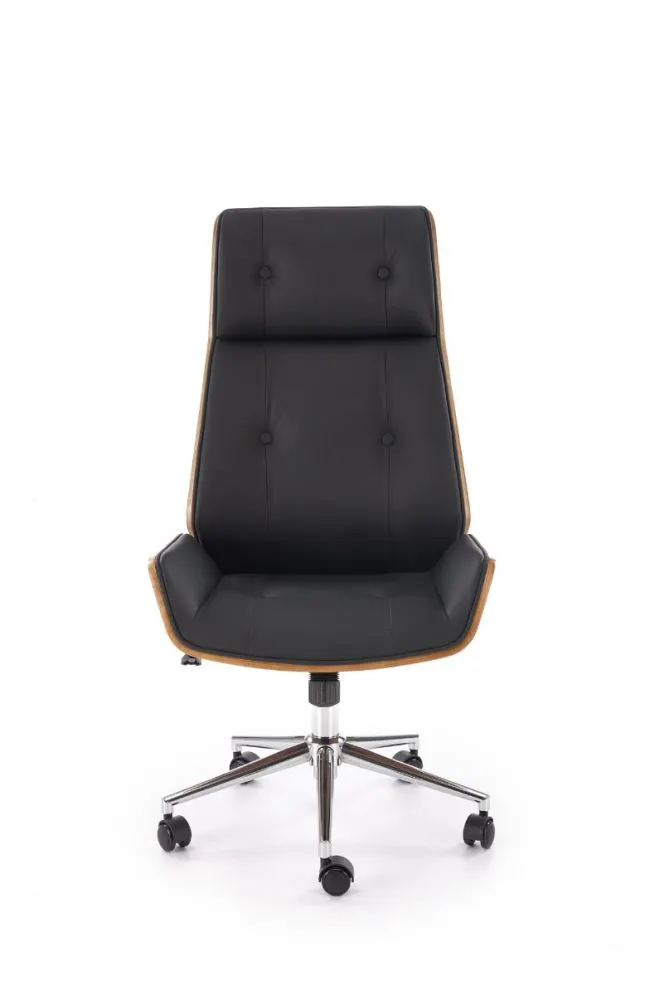 Fotel biurowy WEBSTER czarny/orzechowy z ekoskóry I sklep meblowy MIRAT.