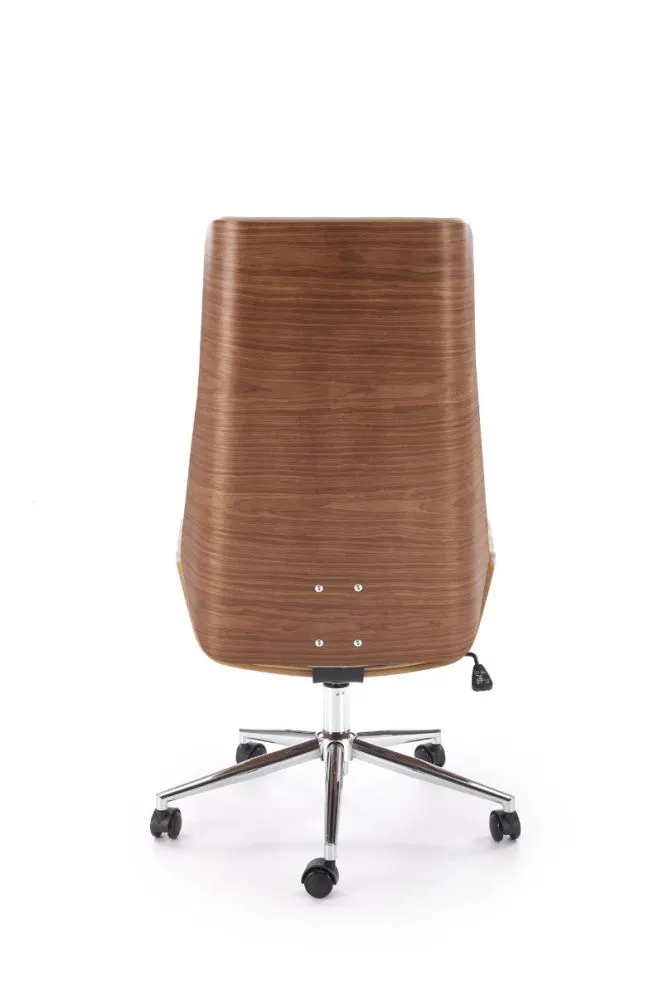Fotel biurowy WEBSTER beżowy/orzechowy skórzany I sklep meblowy MIRAT.