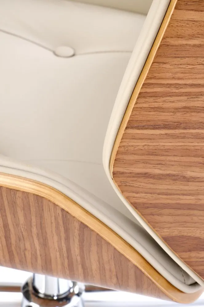 Fotel biurowy WEBSTER beżowy/orzechowy skórzany I sklep meblowy MIRAT.