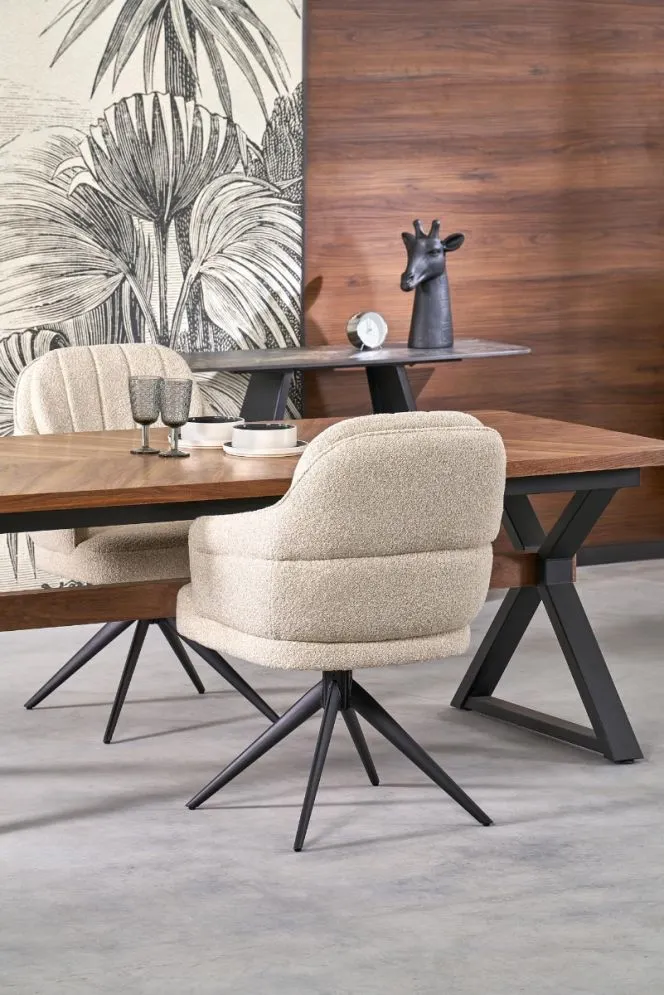 Krzesło tapicerowane K570 beżowe obracane do jadalni I sklep meblowy MIRAT.