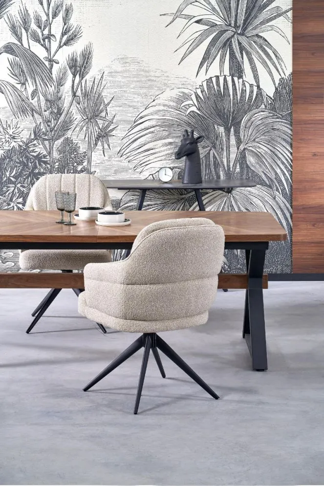 Krzesło tapicerowane K570 beżowe obracane do jadalni I sklep meblowy MIRAT.