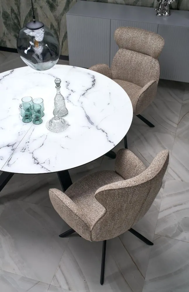 Krzesło tapicerowane K571 beżowe obracane z podłokietnikami I sklep meblowy MIRAT. styl LOFT