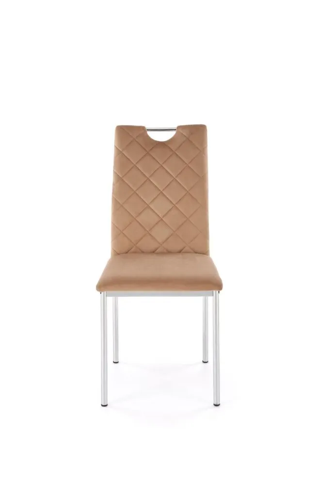 Krzesło tapicerowane K578 VELVET beżowe pikowane I sklep meblowy MIRAT. styl GLAMOUR