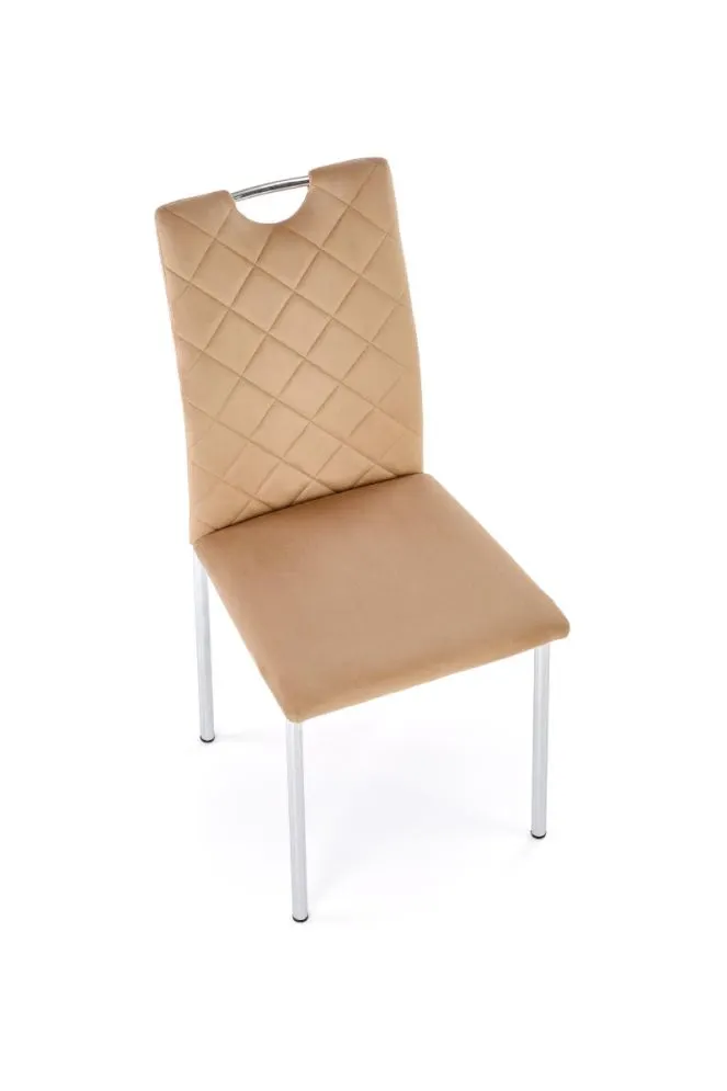 Krzesło tapicerowane K578 VELVET beżowe pikowane I sklep meblowy MIRAT. styl GLAMOUR