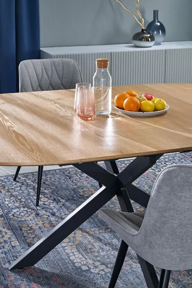 Okrągły stół rozkładany ACORD 120(200)x120 dąb naturalny/czarny I sklep meblowy MIRAT. styl LOFT