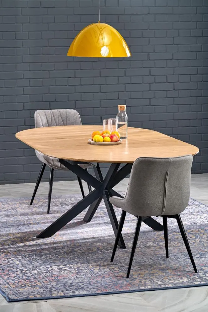 Okrągły stół rozkładany ACORD 120(200)x120 dąb naturalny/czarny I sklep meblowy MIRAT. styl LOFT