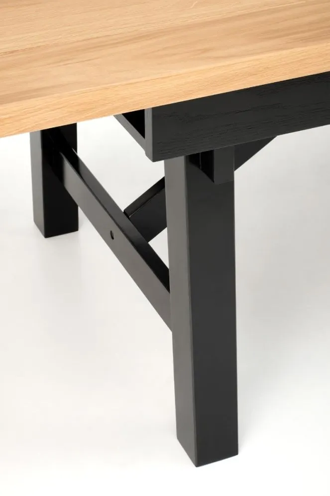 Stół rozkładany FIESTA 200(280)x100 dąb naturalny/czarny duży I sklep meblowy MIRAT. styl LOFT, SKANDYNAWSKI